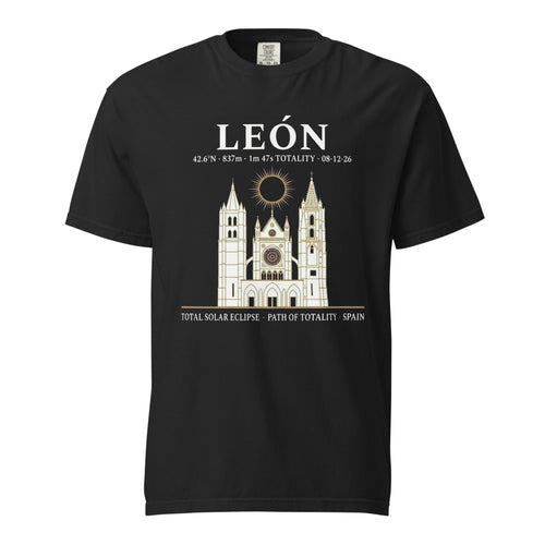 León Eclipse 2026 tee on Comfort Colors black — enlarged chest print