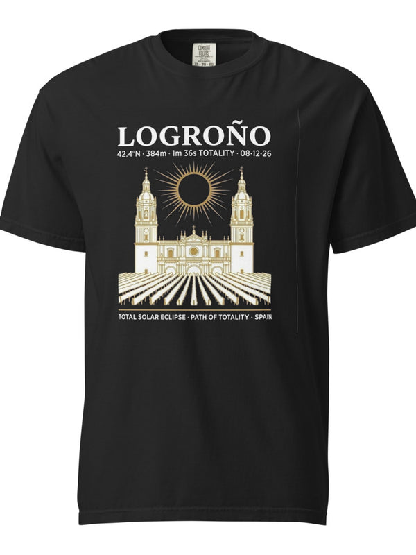 Logroño Eclipse 2026 tee on Comfort Colors black — enlarged chest print