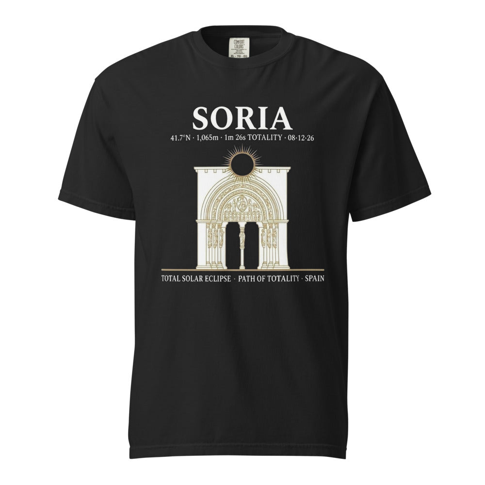 Soria Eclipse 2026 tee on Comfort Colors black — enlarged chest print
